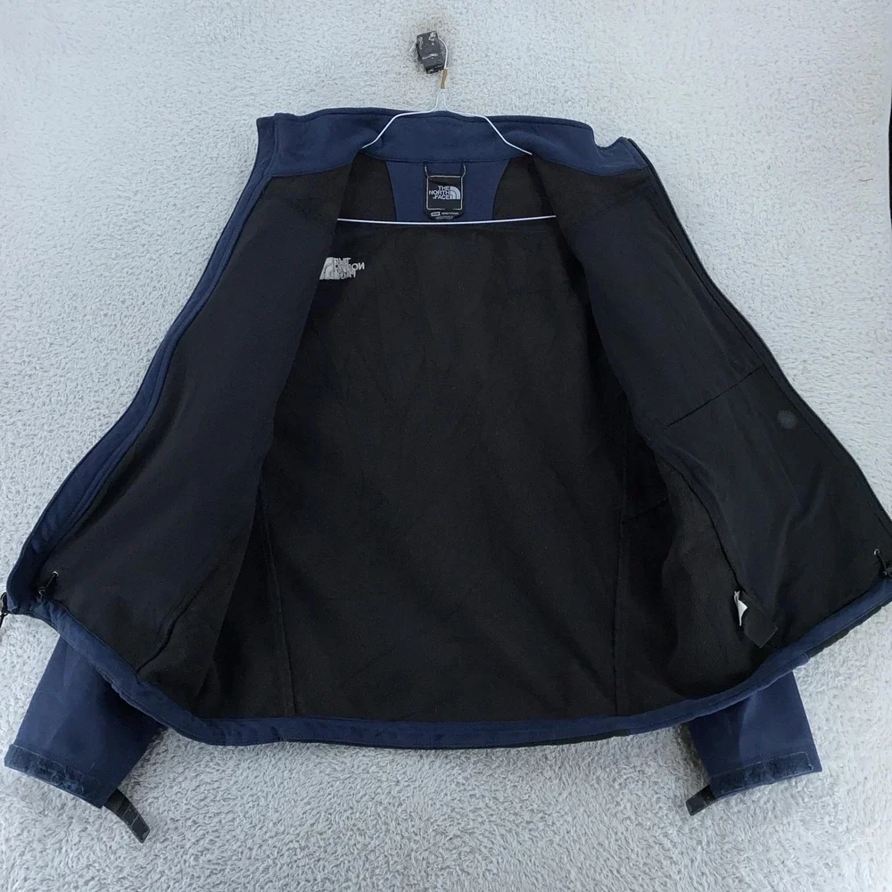 The North Face Apex Bionic Jacket Mens Medium Fleece Lined Black Blue Soft Shell